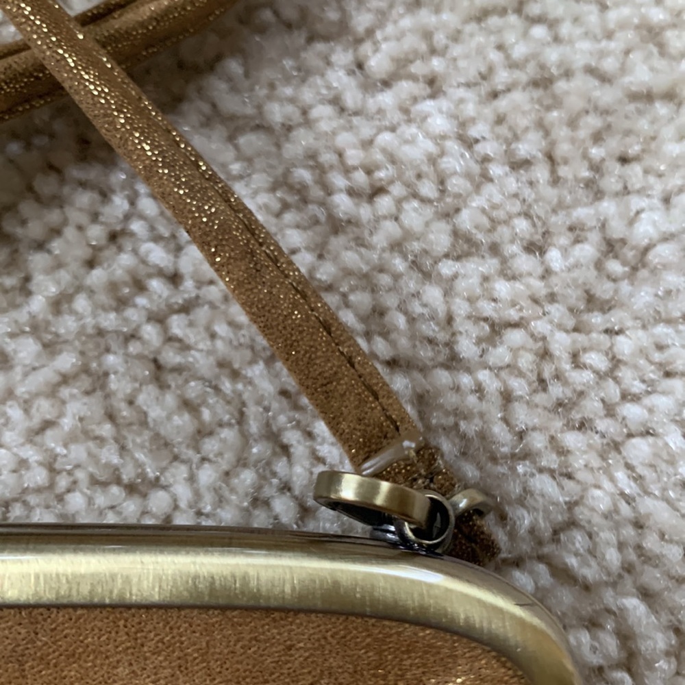 Gold Patent Leather Crossbody Bag - Women's Shoulder Purse - Picture 3 of 10